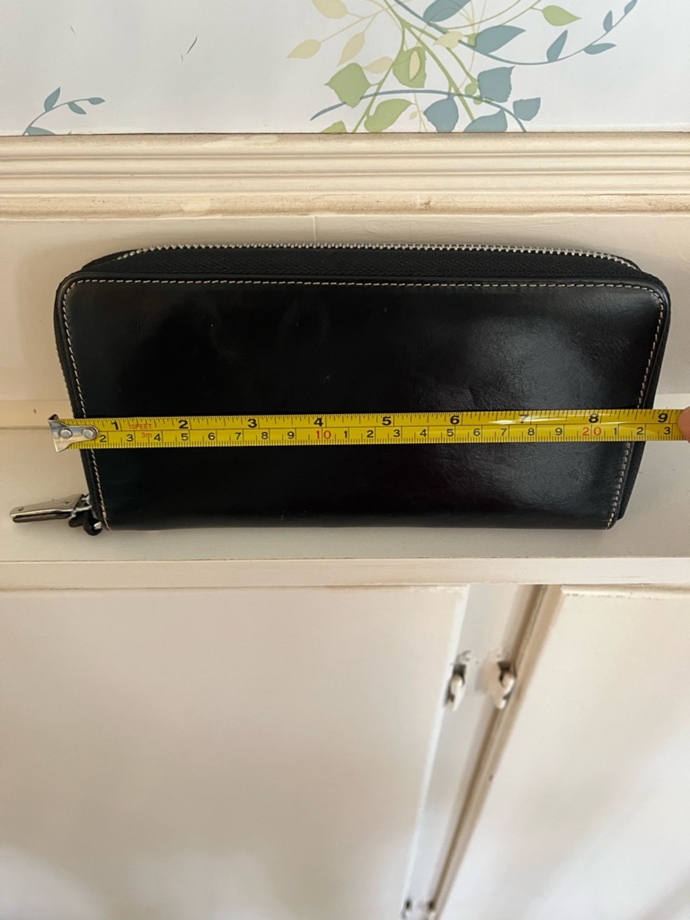 Black Leather Zip Wristlet Wallet - Picture 9 of 10